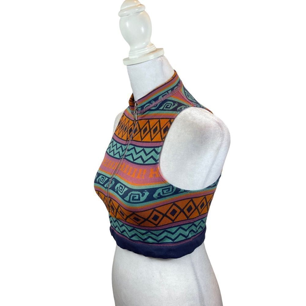 Urban Outfitters Brand Geometric Print 1/4 Zip Crop Tank Top Size Medium